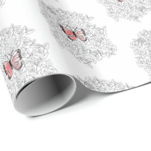 Vlinder cadeaupapier met Rozen
