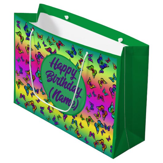 Vlinder cadeautas met naam (Voorkant Gekanteld)