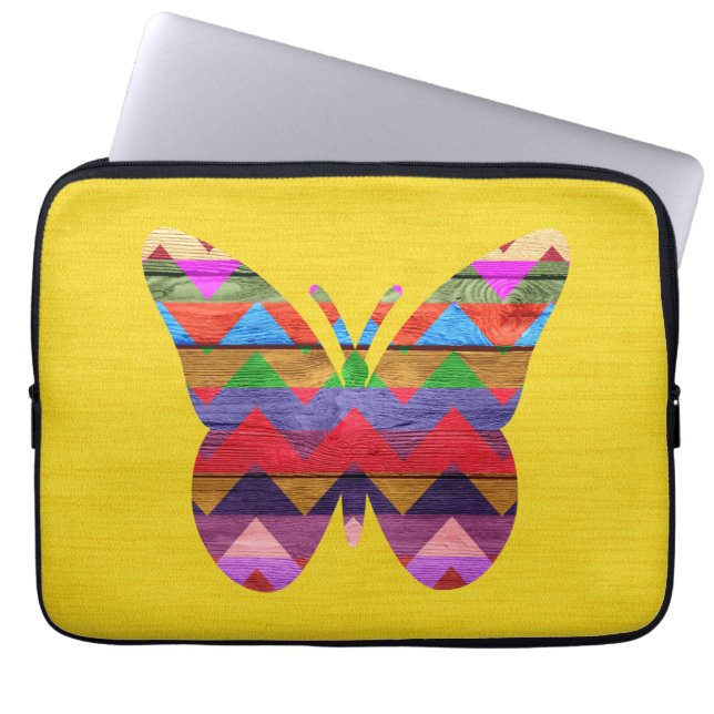 Vlinder Chevron Patroon Laptop Sleeve (Voorkant)