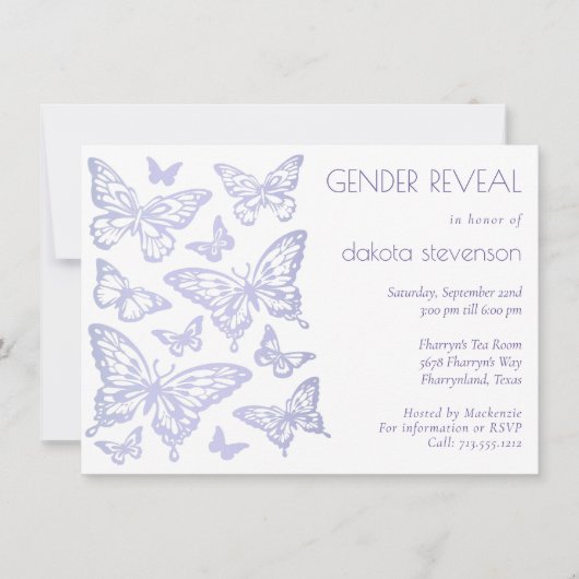 Vlinder Chic | Paarse Geslacht Reveal Kaart (Voorkant)