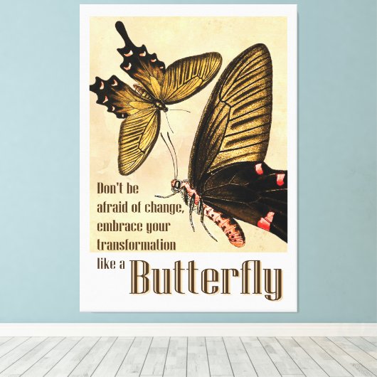 vlinder citaten canvas print (Insitu (Houten vloer))