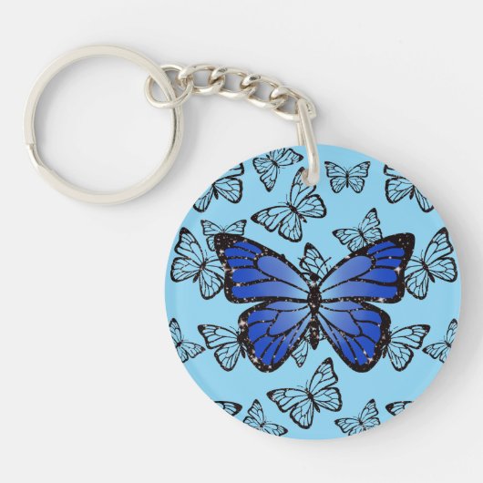 Vlinder Collage Glitterige Ontwerp Sleutelhanger (Voorkant)