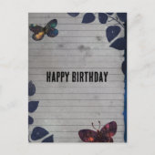 Vlinder Collage Verjaardag op Gelinieerd Papier Briefkaart (Voorkant)