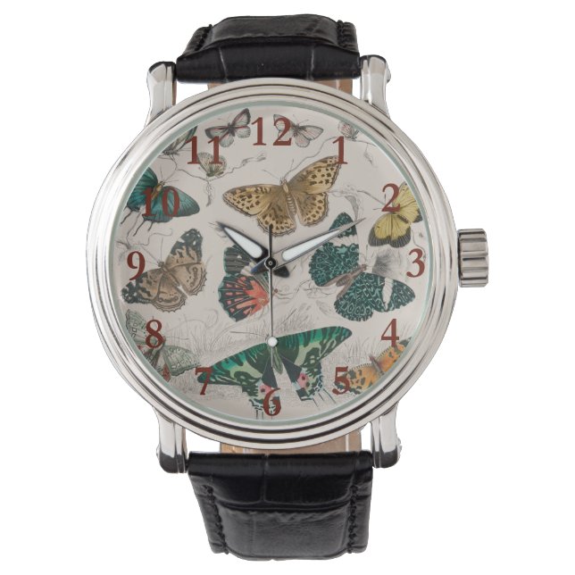 Vlinder Collectie Antiek Vlinders Horloge (Voorkant)