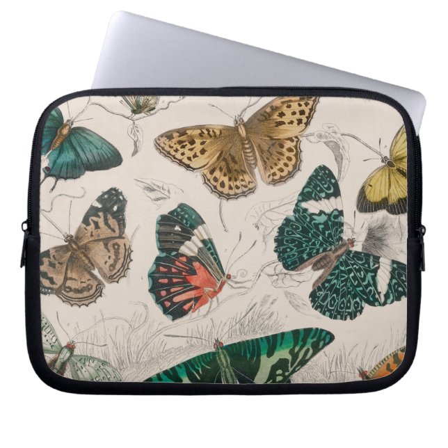 vlinder collectie antiek waterverf boter laptop sleeve (Voorkant)