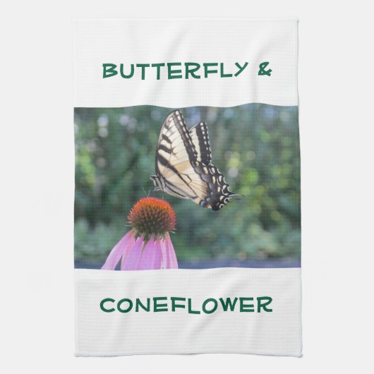 Vlinder & Coneflower Theedoek (Verticaal)