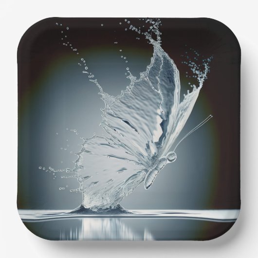 Vlinder Creëer een waterplons Papieren Bordje (Voorkant)