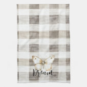 Vlinder Crème Plaid Strepen Theedoek (Verticaal)