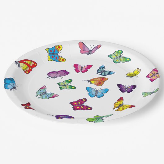 vlinder Custom Paper Borden 9" Papieren Bordje (Gekanteld)