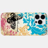  Vlinder Damask iPhone Case (Achterkant (horizontaal))
