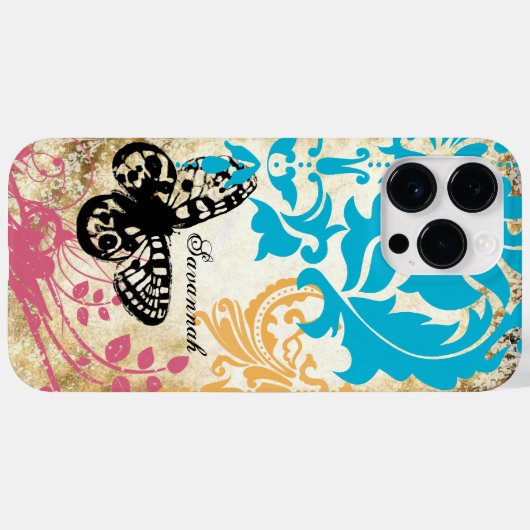  Vlinder Damask iPhone Case (Achterkant (horizontaal))
