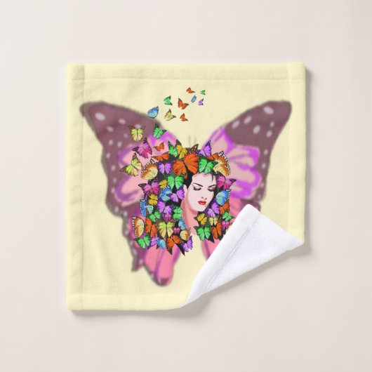 vlinder dame badhanddoek set bad handdoek (Wasdoekje)