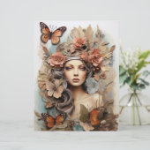 Vlinder Dame met bloemen Art Page (Staand voorkant)