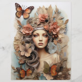 Vlinder Dame met bloemen Art Page (Voorkant)
