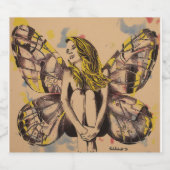 vlinder dame, vlinder vrouw, blonde fee kunst bier etiket (Enkel label)