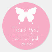 Vlinder dank je etiketten (roze) (Voorkant)