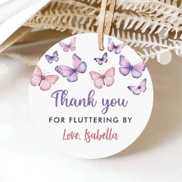 vlinder dank je fladderen door meisje verjaardag bedankjes labels