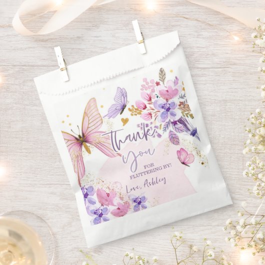 vlinder dank je fladderen door meisje verjaardag bedankzakje (Geknipt)