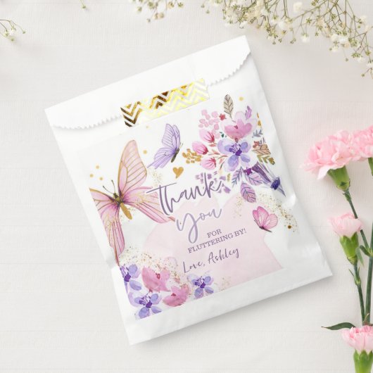vlinder dank je fladderen door meisje verjaardag bedankzakje (Gezegeld)