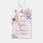 vlinder dank je fladderen door meisje verjaardag cadeaulabel (Voorkant)