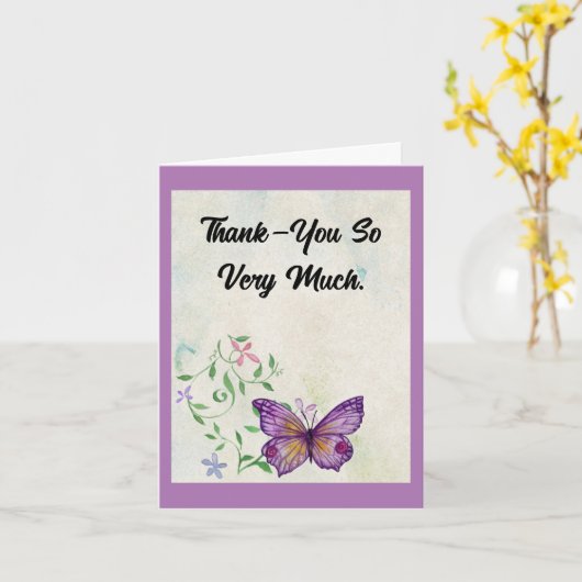  vlinder dank-je Kaart (Gele Bloem)