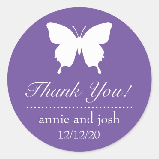 Vlinder dank je labels (pruim Paarse) (Voorkant)