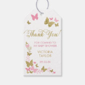 Vlinder dank u Label, roze, goud Cadeaulabel (Voorkant)