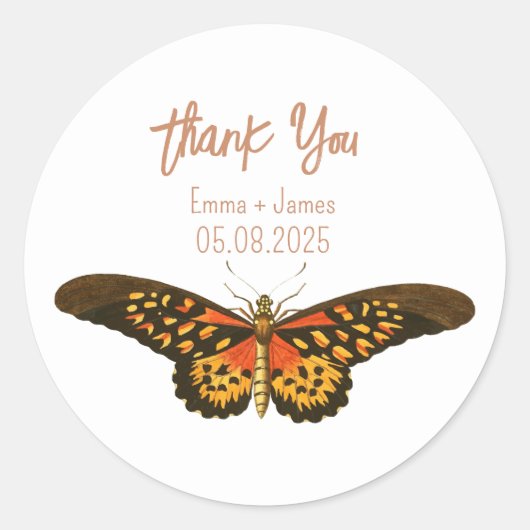 vlinder Dank u Sticker (Voorkant)