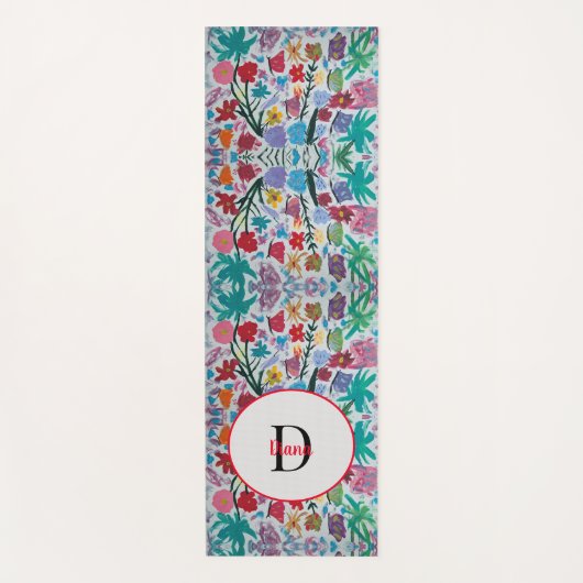 Vlinder Dans Bloemen Monogram Yoga Mat (Voorkant)