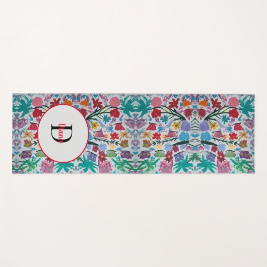 Vlinder Dans Bloemen Monogram Yoga Mat (Voorkant (horizontaal))