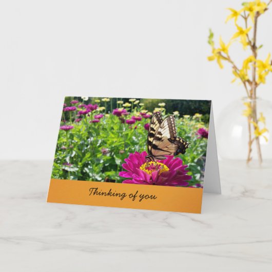 Vlinder- Denk aan Jou (lege binnenkant) Kaart (Gele Bloem)