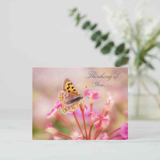 Vlinder denkt aan jou  briefkaart (Staand voorkant)