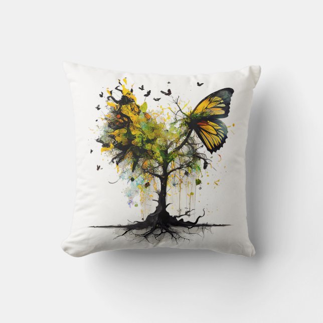 Vlinder Dier Creatieve Kunst Kussen (Voorkant)