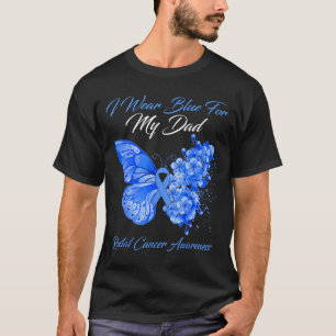 Vlinder draagt blauw voor vader endeldarmkanker t-shirt