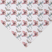 Vlinder & Dragonfly Pattern Waterverf op Wit Tissuepapier (Detail)