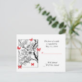 Vlinder dromen: Japanse geïnspireerde kunst rood Uitnodiging Briefkaart (Staand voorkant)