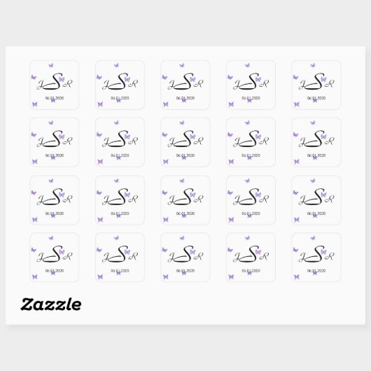 Vlinder dromen: Violet Monogram Sticker (Vel)