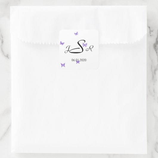 Vlinder dromen: Violet Monogram Sticker (Tas)