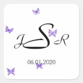 Vlinder dromen: Violet Monogram Sticker (Voorkant)