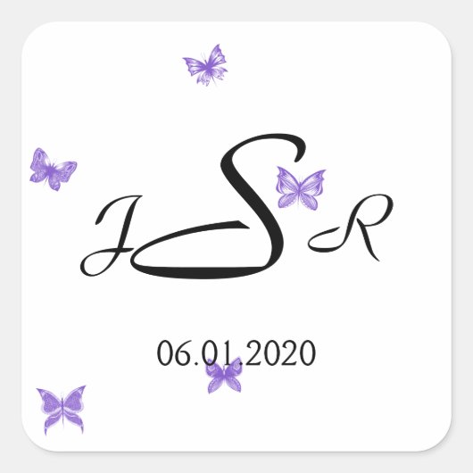 Vlinder dromen: Violet Monogram Sticker (Voorkant)