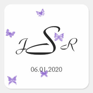 Vlinder dromen: Violet Monogram Sticker