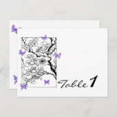 Vlinder dromen: Violet Trouwtafel nummer Briefkaart (Voorkant / Achterkant)