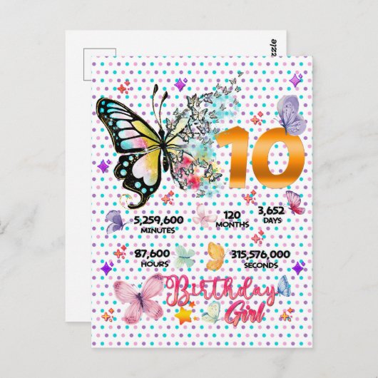 Vlinder Dubbele Cijfers 10 Jaar Oude Vlinders  Briefkaart (Voorkant / Achterkant)