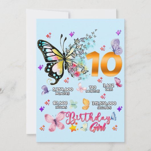 Vlinder Dubbele Cijfers 10 Jaar Oude Vlinders Kaart (Voorkant)