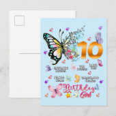 Vlinder Dubbele Cijfers 10 Jaar Oude Vlinders Uitnodiging Briefkaart (Voorkant / Achterkant)