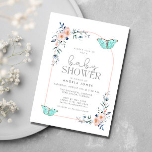 Vlinder eenvoudig lief meisje Baby shower Kaart