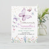 Vlinder Eerste Verjaardag Kaart (Staand voorkant)