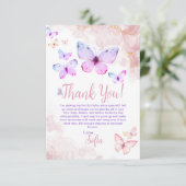 Vlinder Eerste Verjaardag Meisje 1e Dank u kaart (Staand voorkant)