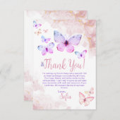 Vlinder Eerste Verjaardag Meisje 1e Dank u kaart (Voorkant / Achterkant)