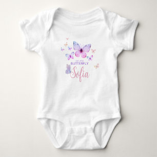 Vlinder eerste verjaardag meisje 1e roze T-shirt